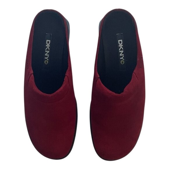 DKNY Red Suede Soft Leather Slip On Clogs Womens Size 6.5M - Picture 4 of 12